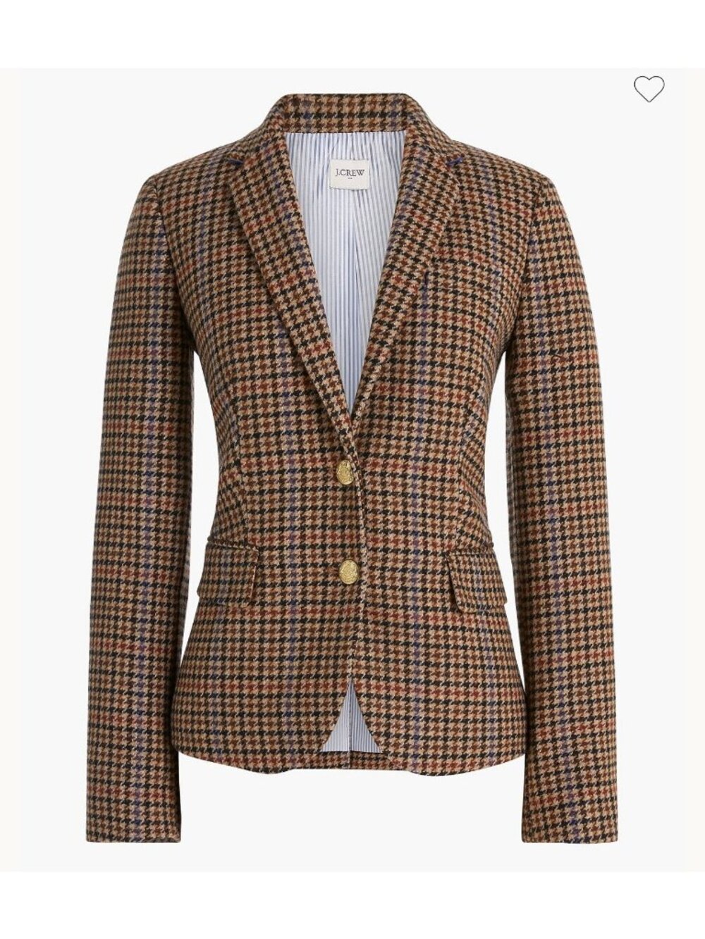 Nwt J.Crew Wool-Blend Schoolboy Blazer In Houndstooth In Camel